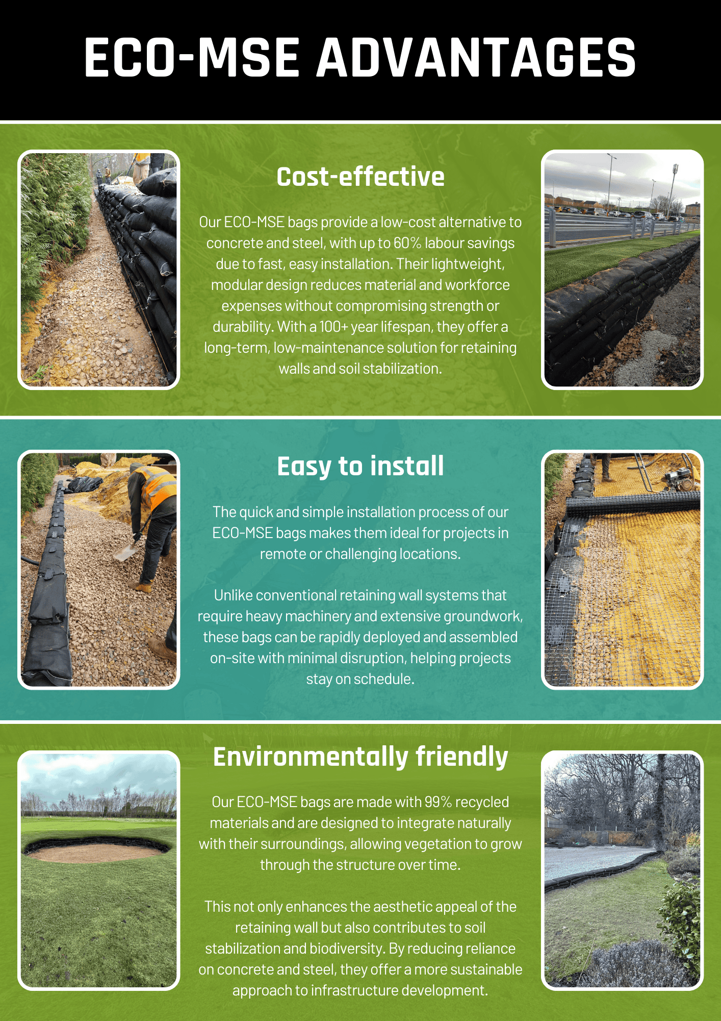 ECO-MSE bag advantages, including cost-effectiveness, easy installation, and environmental benefits.