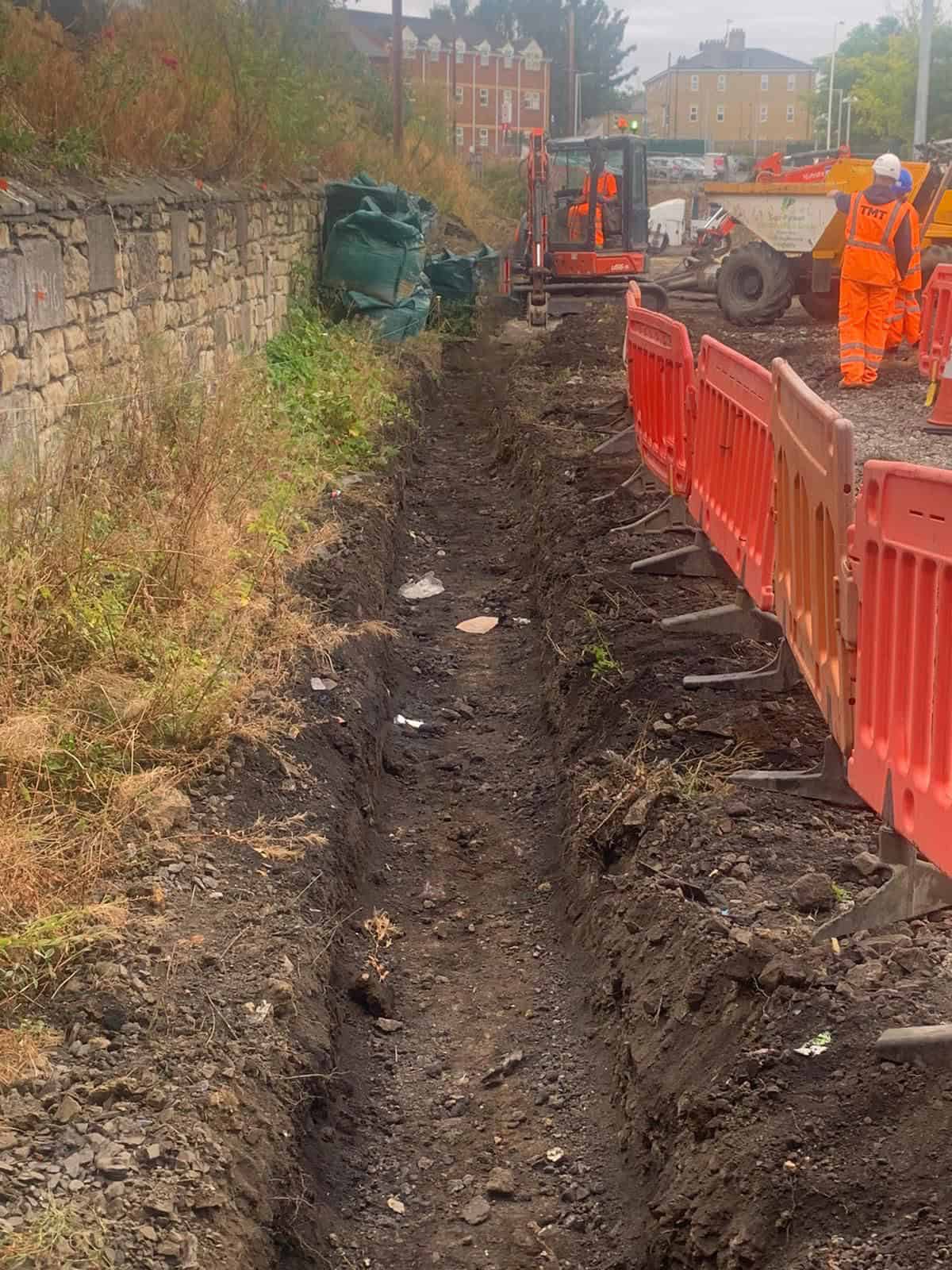 ECO-MSE bags being installed to create retaining wall at Normanton Station Car Park