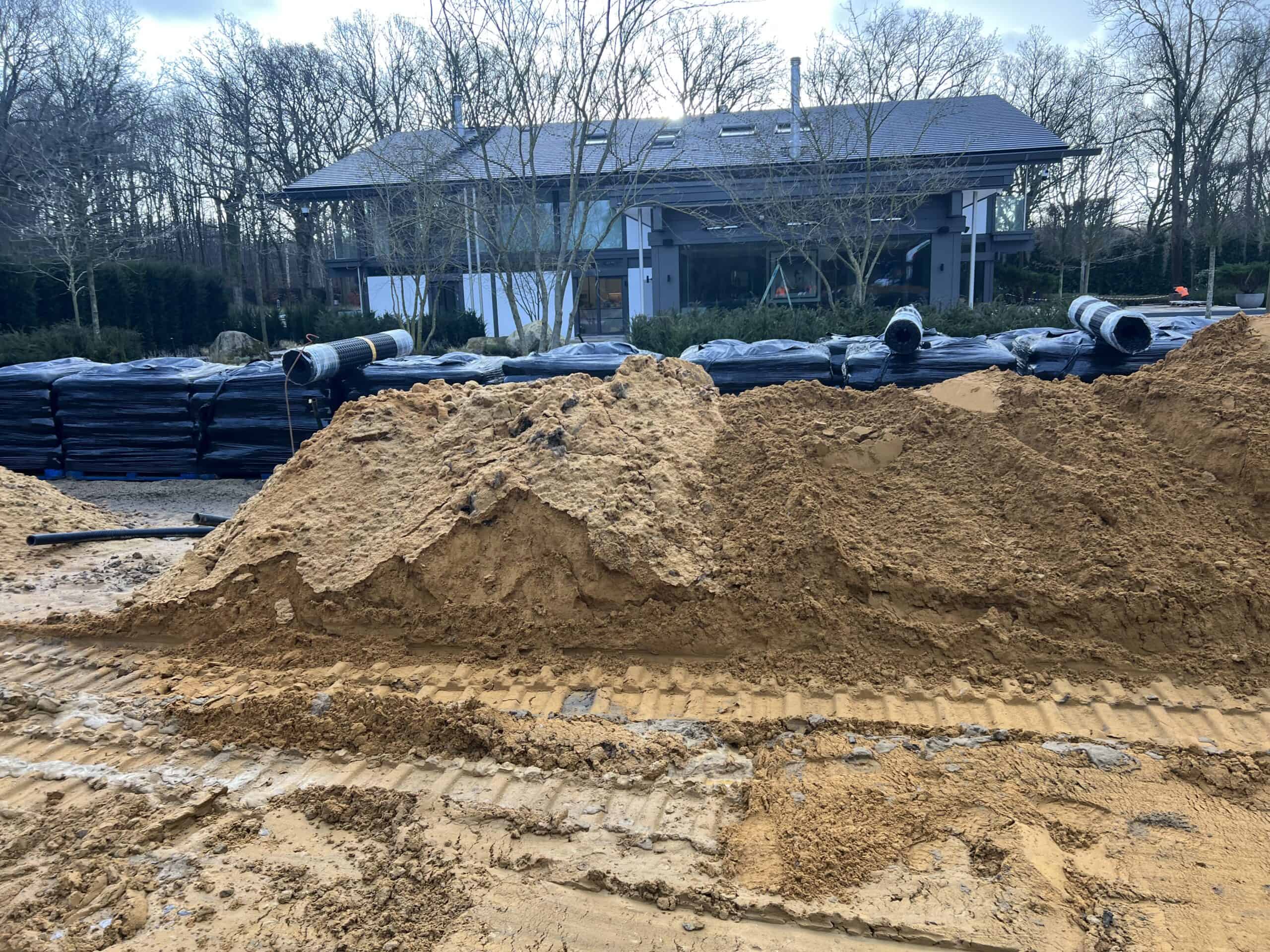 Prepared boundary area before ECO-MSE retaining wall installation in Oxshott Surrey
