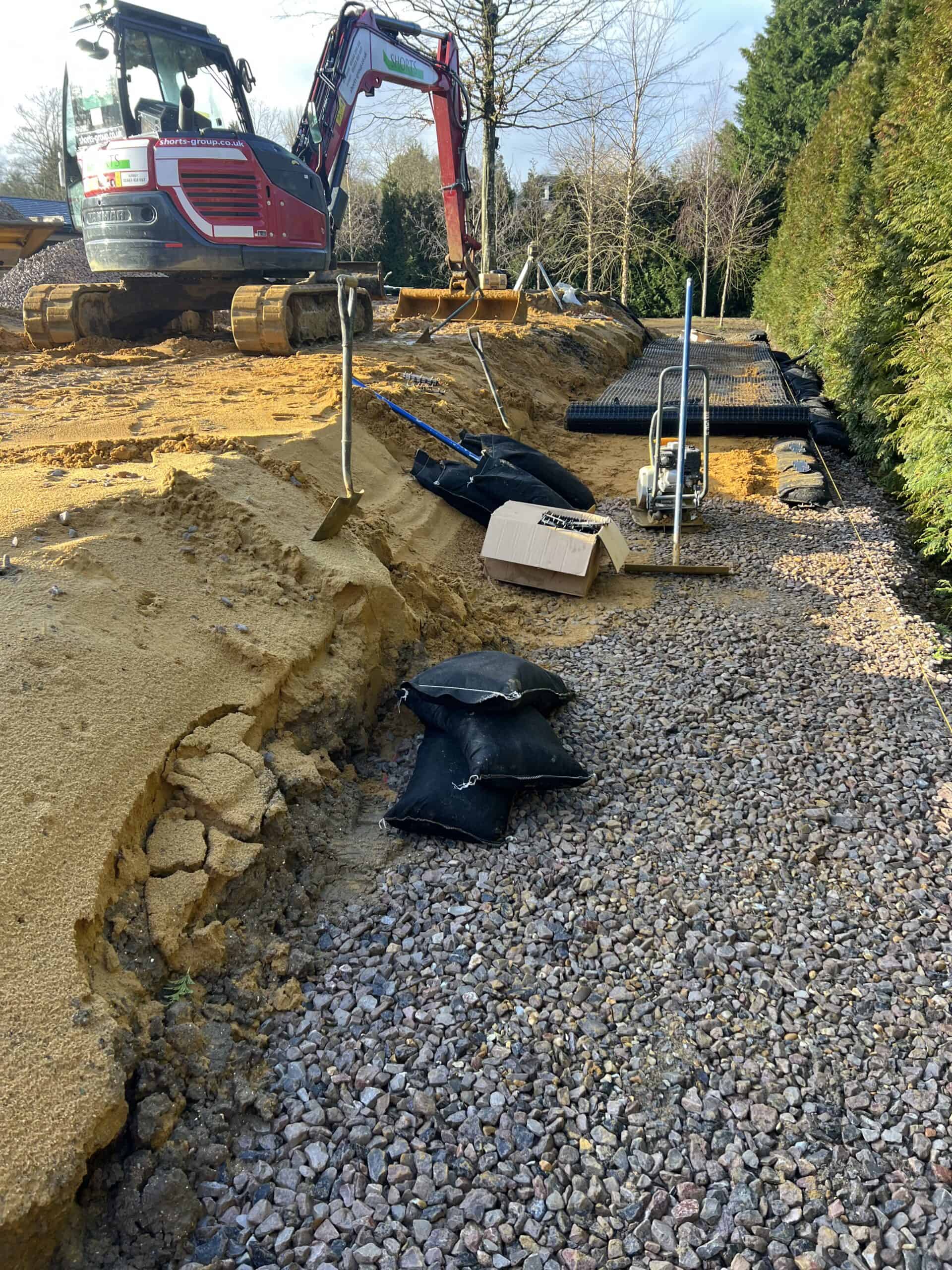 ECO-MSE retaining wall project stage 8 in Oxshott Surrey