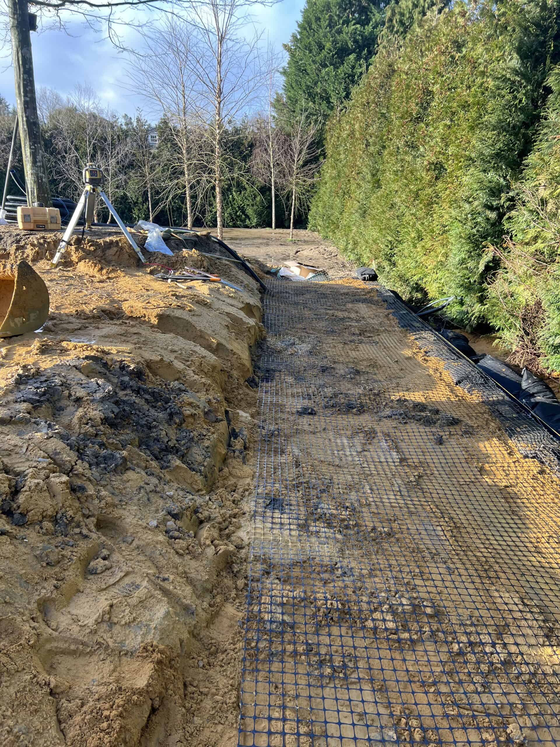 ECO-MSE retaining wall project stage 13 in Oxshott Surrey