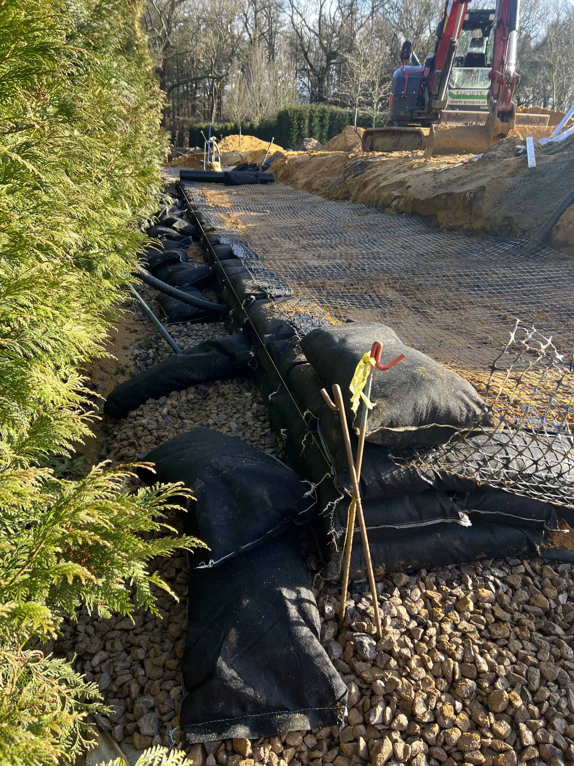 ECO-MSE retaining wall project stage 14 in Oxshott Surrey