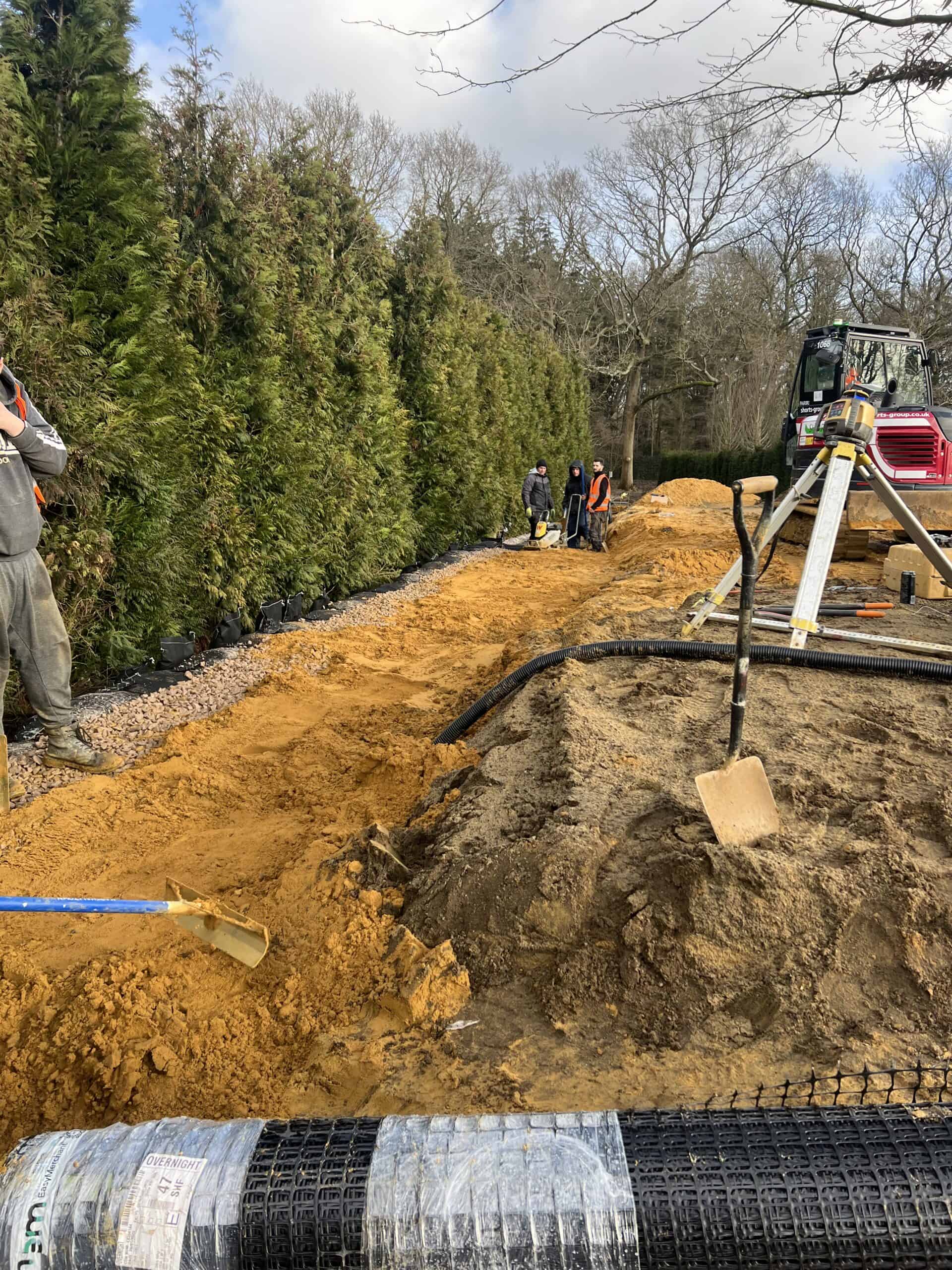 ECO-MSE retaining wall project stage 18 in Oxshott Surrey