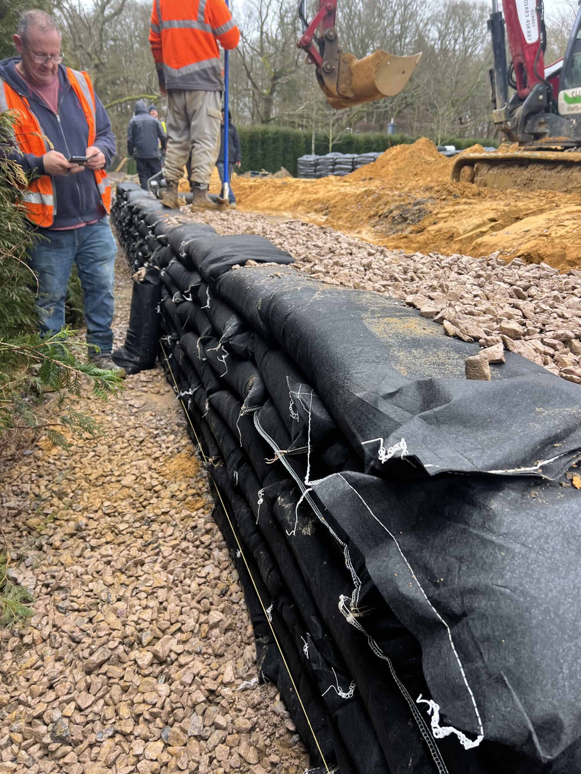 ECO-MSE retaining wall project stage 25 in Oxshott Surrey