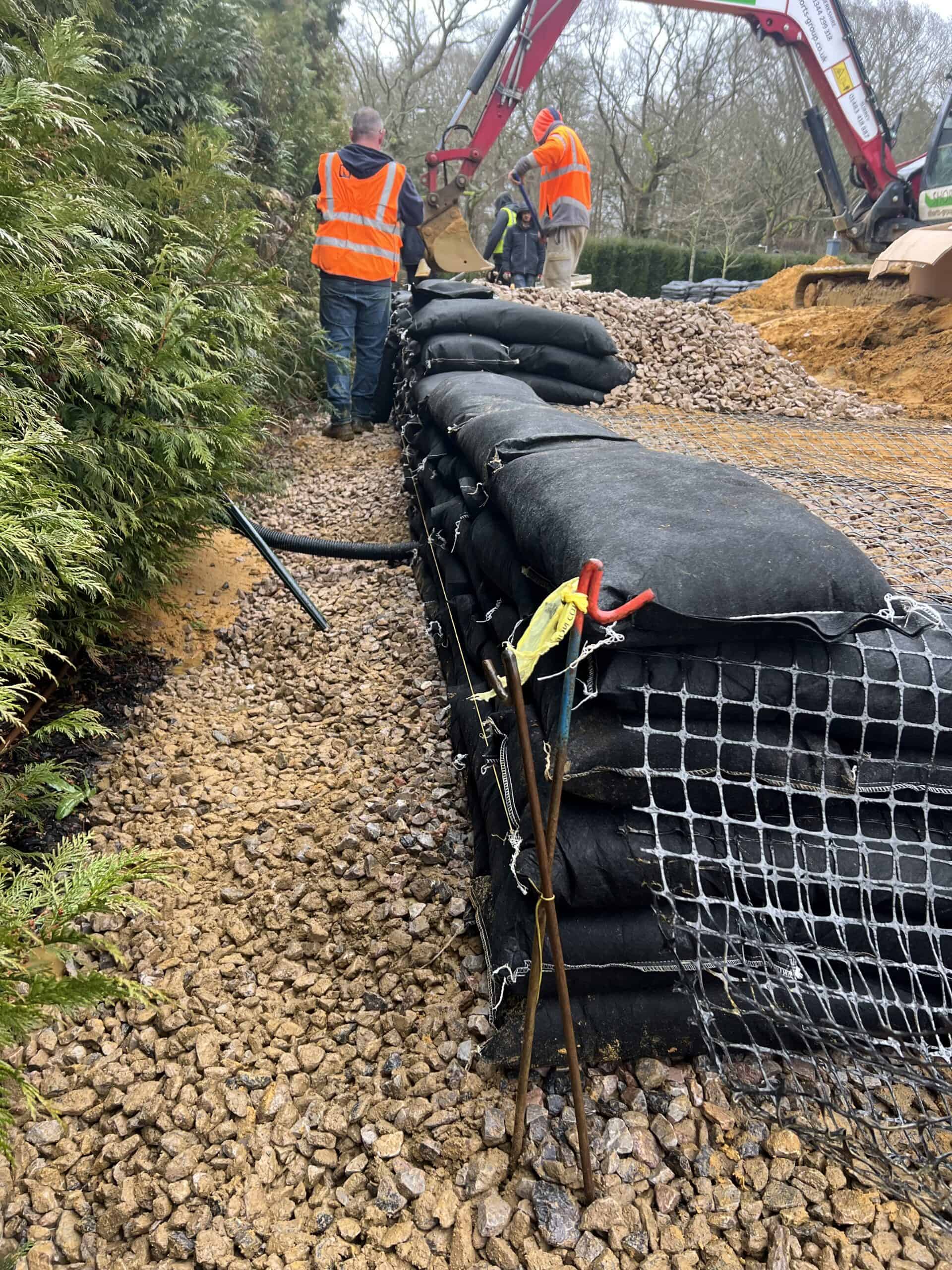 ECO-MSE retaining wall project stage 26 in Oxshott Surrey