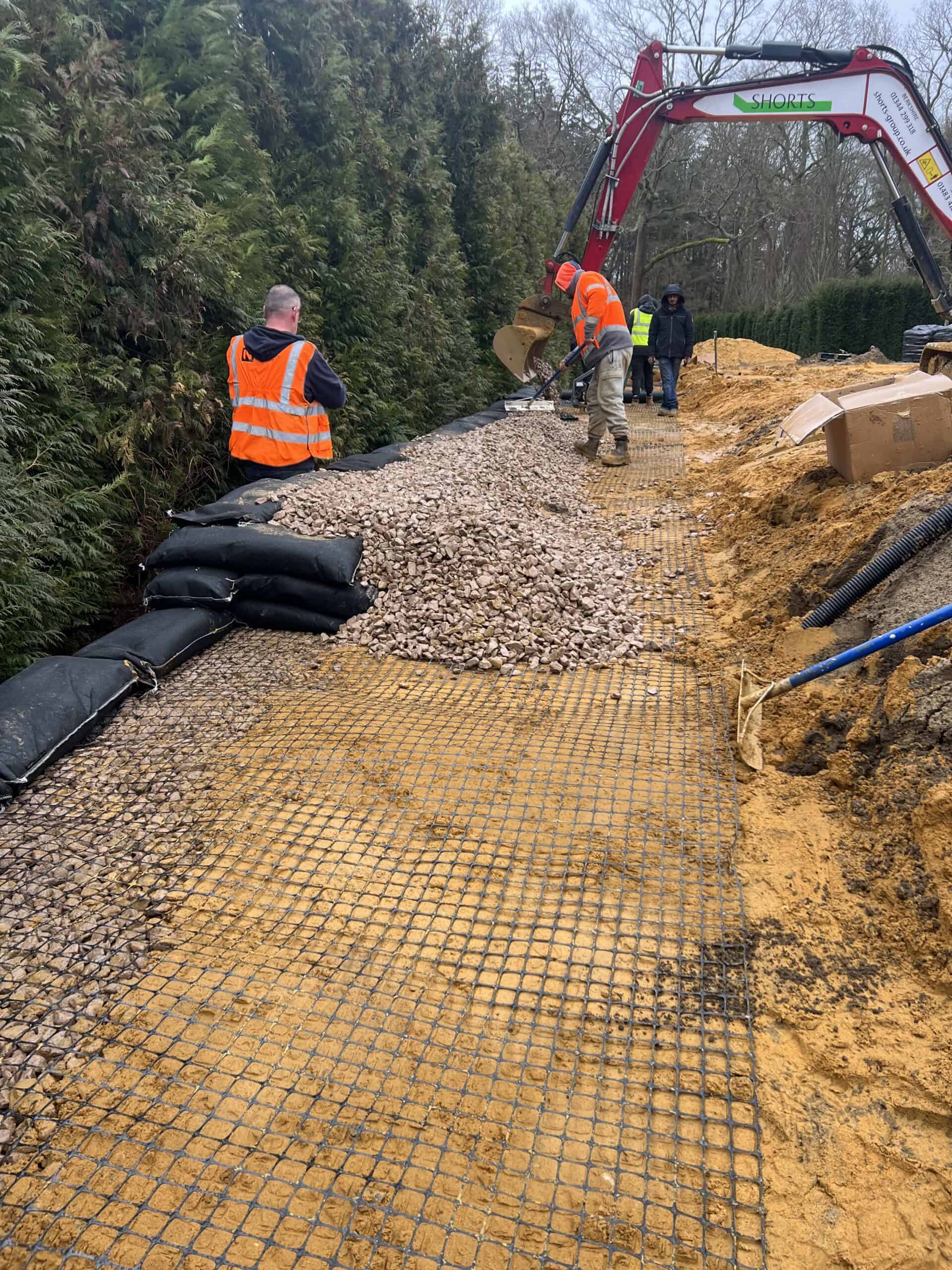 ECO-MSE retaining wall project stage 27 in Oxshott Surrey