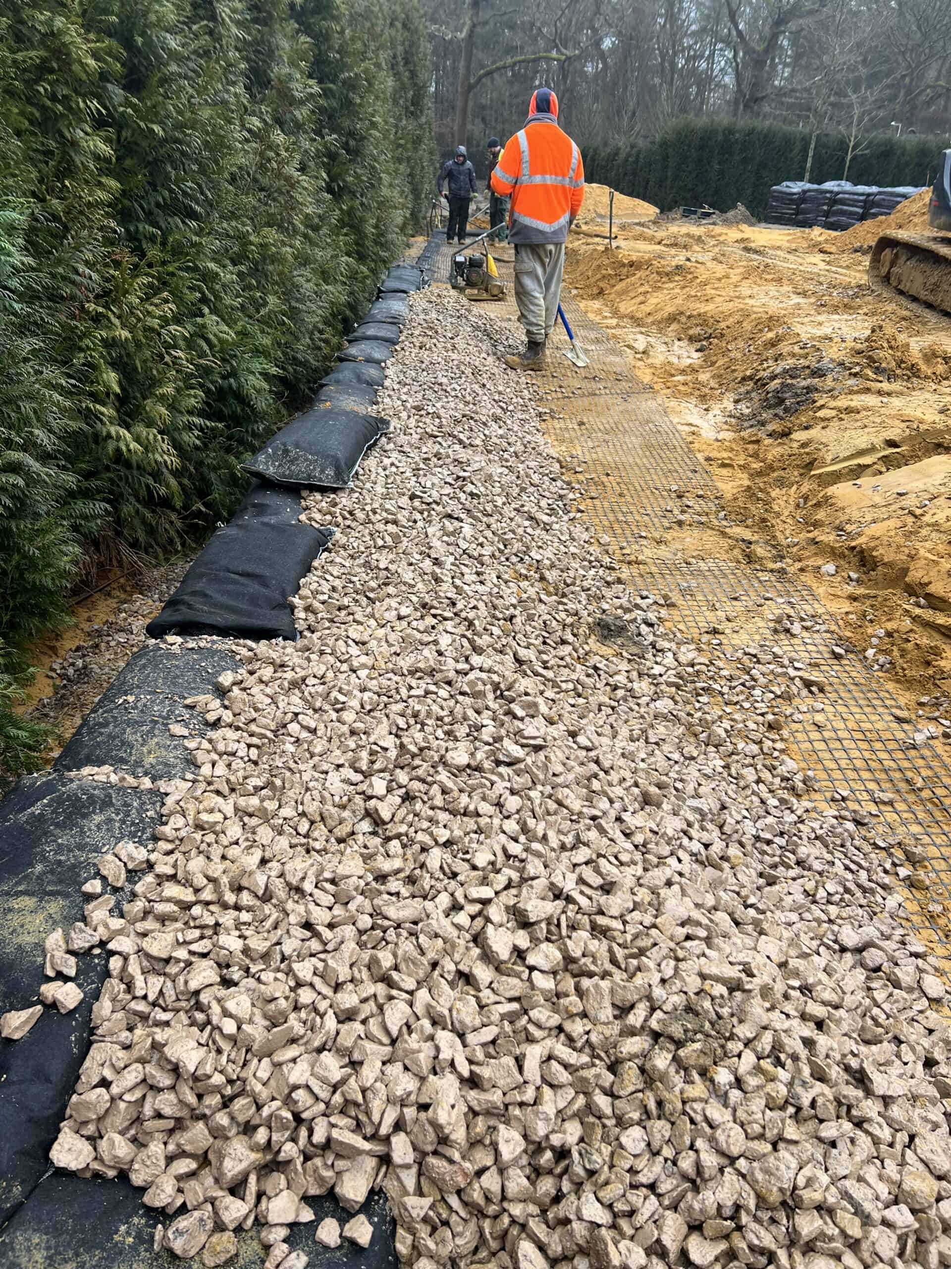 ECO-MSE retaining wall project stage 28 in Oxshott Surrey