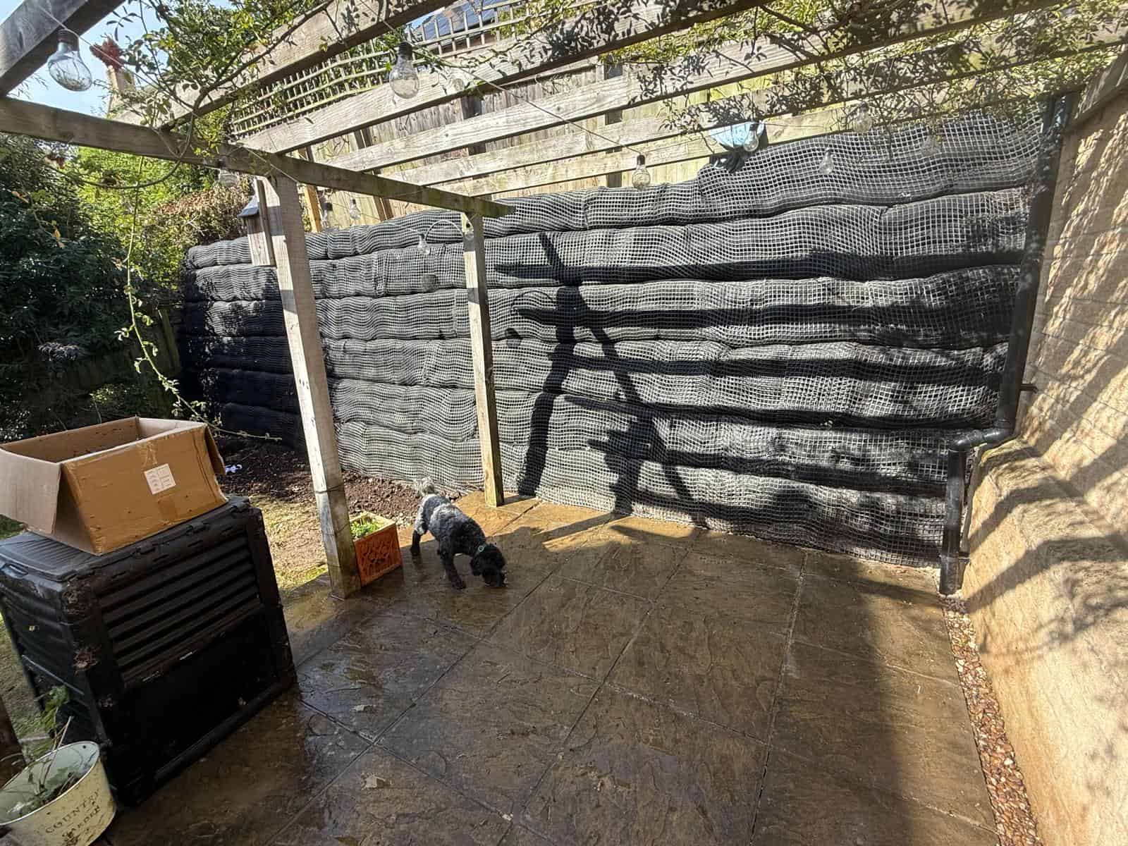 Stage 30 of ECO-MSE timber crib wall repair in Peterborough private garden